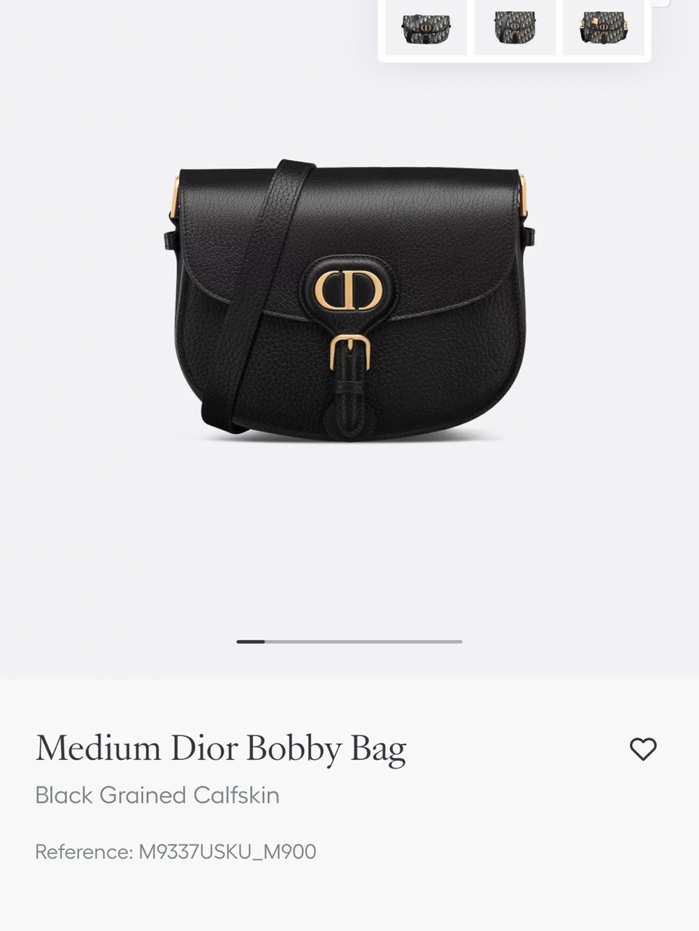 Dior Black Grained Calfskin Crossbody Bobby Bag with Gold Hardware